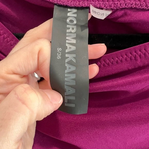 NWT Norma Kamali raspberry Diana ruched one shoulder gown - Picture 7 of 8